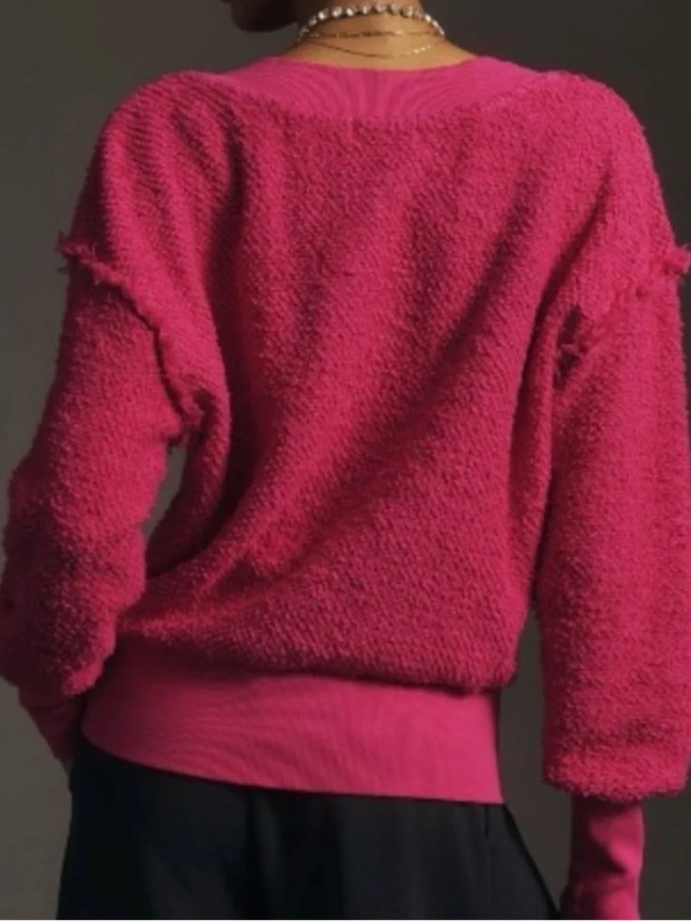 Anthropologie Fuchsia V-Neck Sweater Top